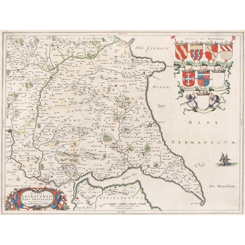 487 - Yorkshire. Joan Blaeu (1596-1673) - four double-page county maps, mixed dates, but all 17th c, engra... 