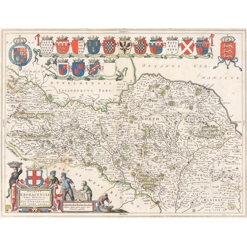 487 - Yorkshire. Joan Blaeu (1596-1673) - four double-page county maps, mixed dates, but all 17th c, engra... 