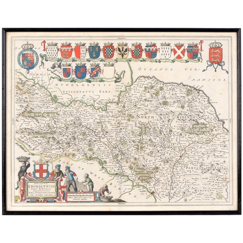 487 - Yorkshire. Joan Blaeu (1596-1673) - four double-page county maps, mixed dates, but all 17th c, engra... 