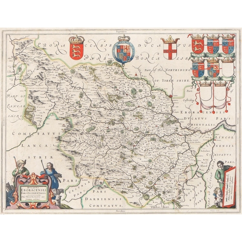 487 - Yorkshire. Joan Blaeu (1596-1673) - four double-page county maps, mixed dates, but all 17th c, engra... 