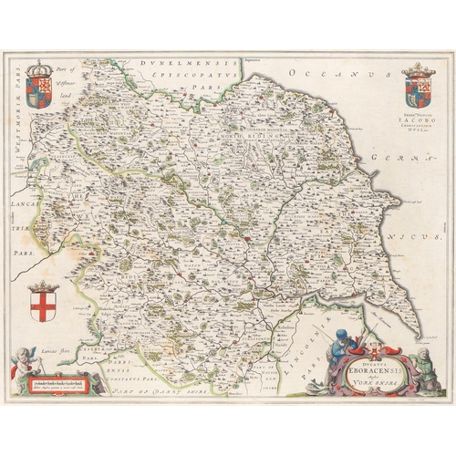 487 - Yorkshire. Joan Blaeu (1596-1673) - four double-page county maps, mixed dates, but all 17th c, engra... 