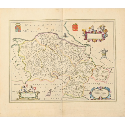 488 - Wales. Joan Blaeu (1596-1673) - Caernarvonshire and Anglesey, and Denbighshire and Flintshire; two d... 