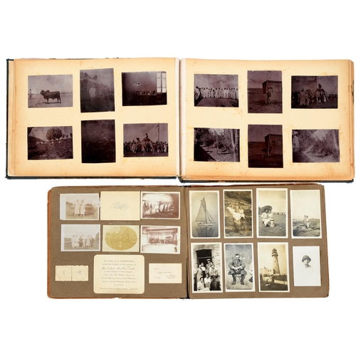 491 - An early 20th c family photograph album, n.d., including 21 mixed process depictions of Egypt, inclu... 