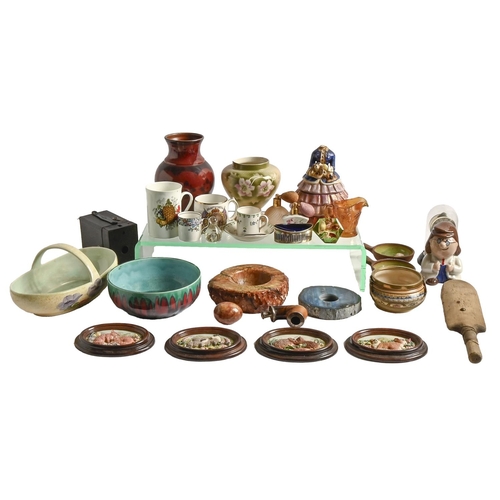 572 - Miscellaneous ceramics and other items, including a pair of Royal Doulton plates, a Wade Tetley mone... 