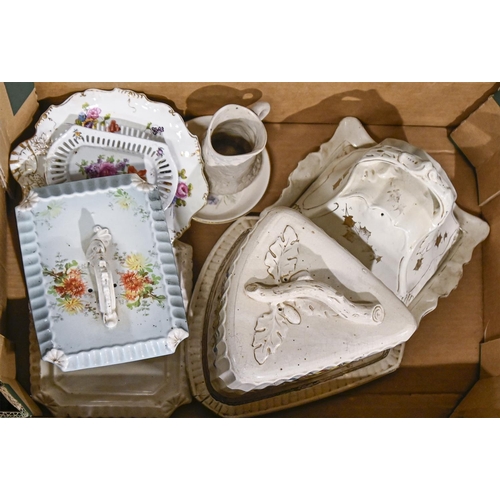 586 - Miscellaneous 19th c and later ceramics, including earthenware cheese dishes and covers, Staffordshi... 