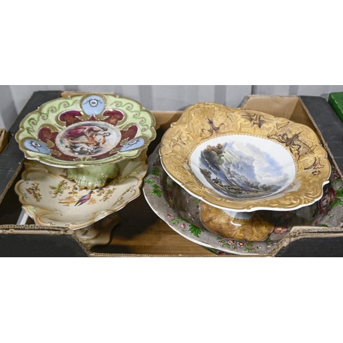 586 - Miscellaneous 19th c and later ceramics, including earthenware cheese dishes and covers, Staffordshi... 