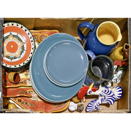 596 - Miscellaneous ceramics, including a pair of famille rose plates, Wedgwood and other tea and dinner w... 