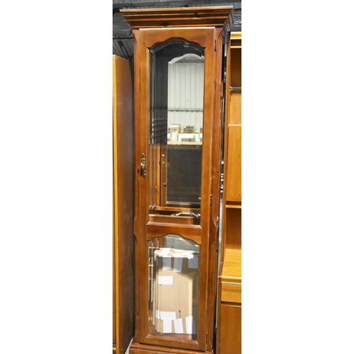 611 - A stained wood china cabinet, with adjustable shelves, 195cm h