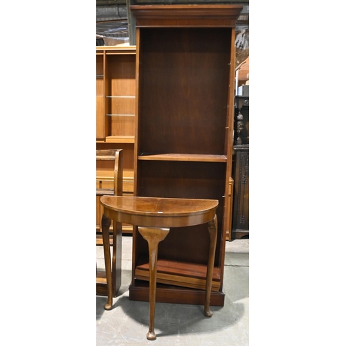 613 - A walnut bow fronted bureau-cabinet, 112cm h x 121cm w and miscellaneous other furniture, including ... 