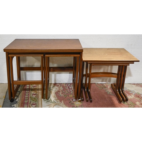 629 - A mid-century teak nest of tables, 52cm h and a later nest of tables with folding top, on castors, 6... 