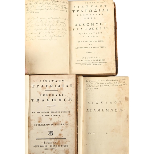 72 - Classics. [Aeschylus], [...] Aeschyli Tragoediae [...], two-volume set, Glasguæ: In Aedibus Academic... 