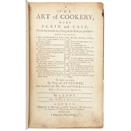 76 - Cookery. [Glasse (Hannah)], The Art of Cookery, ninth edition, London: Printed for A. Millar, et al.... 