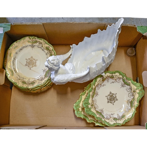 1161 - A green and gilt painted Coalport bone china eleven piece dessert service, 19th c and a contemporary... 