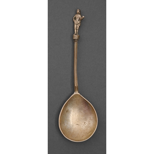 146 - A silver 'apostle' spoon, Low Countries, 19th c, the fig shaped bowl on square stem terminating in t... 