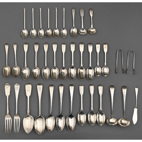 151 - Miscellaneous English silver flatware, George III and later, various patterns, 24ozs... 