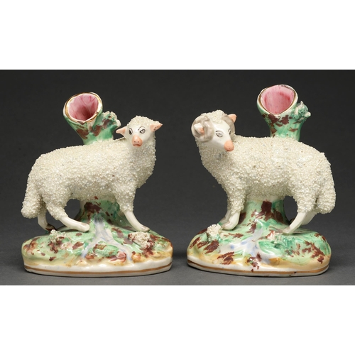 481 - A pair of Staffordshire earthenware spill holders, late 19th c, 12.5cm h