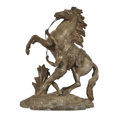 569 - A spelter model of a Marly horse, early 20th c, 40cm h