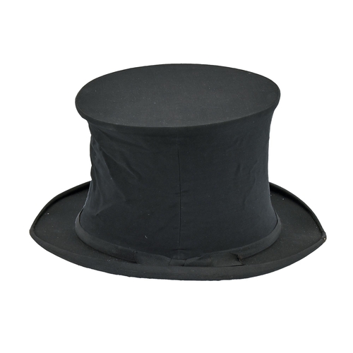 618 - A collapsible black cloth opera top hat, Woodrow Piccadilly London, c1900,  original maroon card cas... 