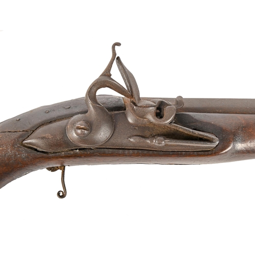 631 - An English full stocked 20 bore flintlock pistol, 18th c, with 26.5cm barrel, brass butt cap... 