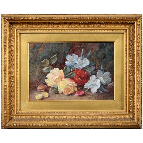 835 - Vincent Clare (1855-1930) - Still Life with Roses, signed, signed again on  the fragmentar... 