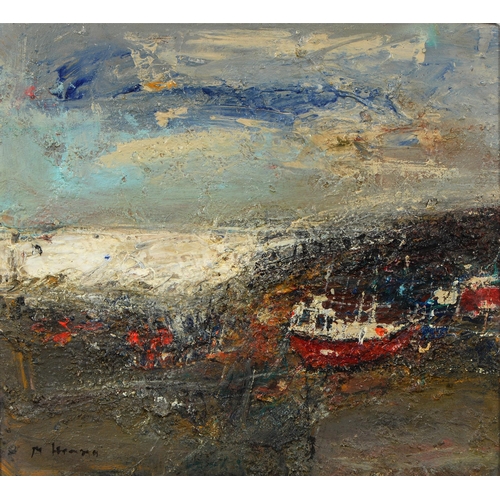 842 - Nael Hanna (1959-) - Seascape, signed, indistinctly inscribed verso, oil on board, 37.5 x 41cm... 