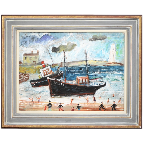 853 - Simeon Stafford (1956-) Fishing Boats, signed and dated '03.7.27, oil on board, 44.5 x 60cm... 