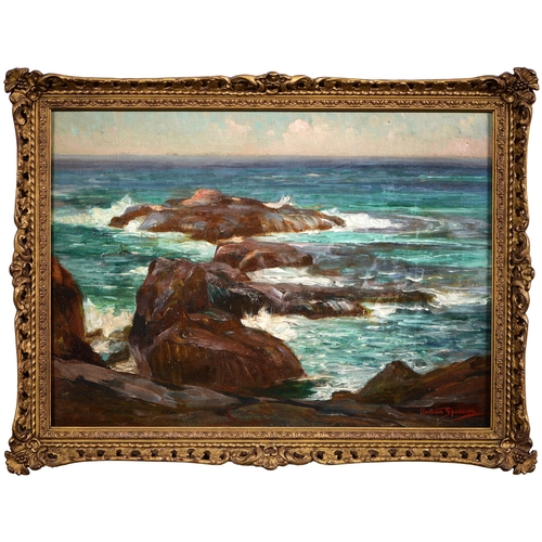 856 - Arthur Spooner RBA (1873-1962) - The Turquoise Sea, signed, oil on canvas, 48 x 67cm... 