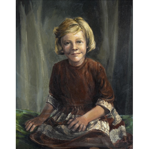 859 - R Kearsley - Portrait of a Young Girl, signed and dated 80, oil on canvas, 74 x 59cm... 