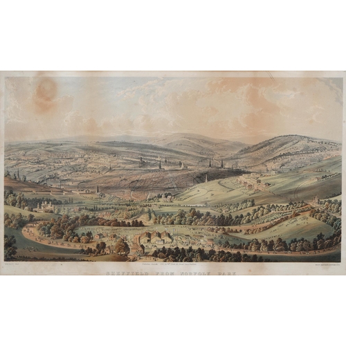 863 - Various 19th c and later prints, including a chromolithograph of Sheffield from Norfolk Park by M &a... 