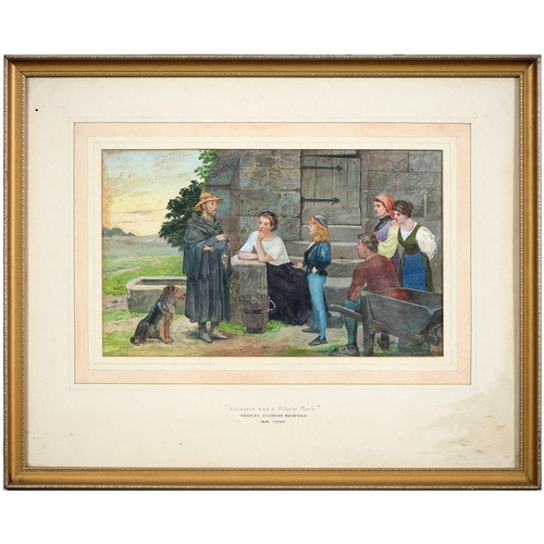 864 - Thomas Charles Barfield (1858-1927) - Villagers and a Pilgrim Monk, signed and indistinctly dated, w... 