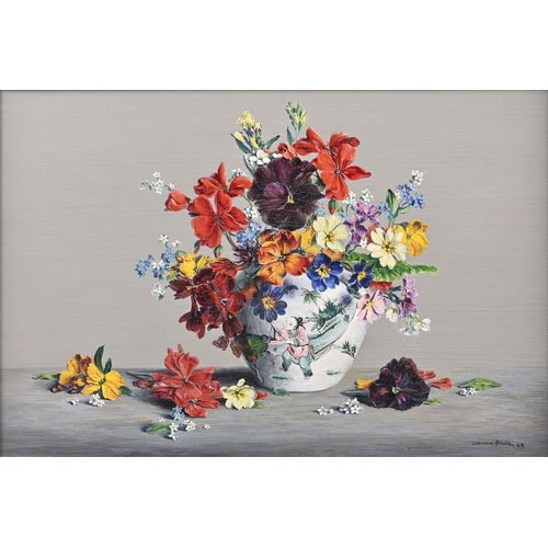 866 - Laurence Biddle (1888-1968) - Flowers in a Chinese Jar, signed and dated '49, oil on canvas, 34 x 52... 