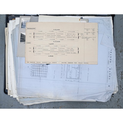 1015 - A quantity of architects blue prints, plans and drawings, including plan and elevation views for res... 