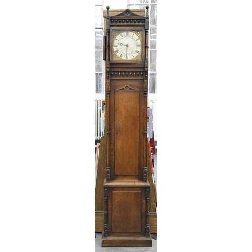 1080 - A Victorian oak thirty hour longcase clock, the dial and movement earlier, Thomas Knight, Thaxted, w... 