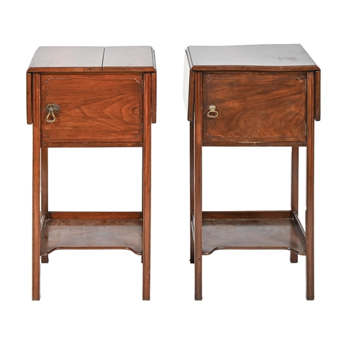 1141 - A pair of mahogany bedside cabinets, with drop leaf tops, on square legs, 75cm h