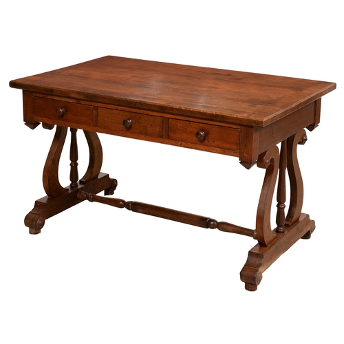 1139 - A Victorian oak stretcher table, with drawers and opposing blind drawers, 73cm h; 75 x 122cm... 