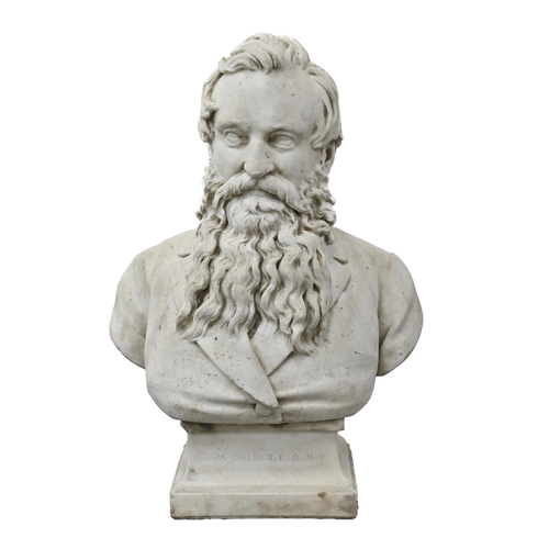 1016 - John Adams Acton (1830-1910) - Portrait Bust of Isaac Holden MP, marble, 75cm h; 54cm w... 