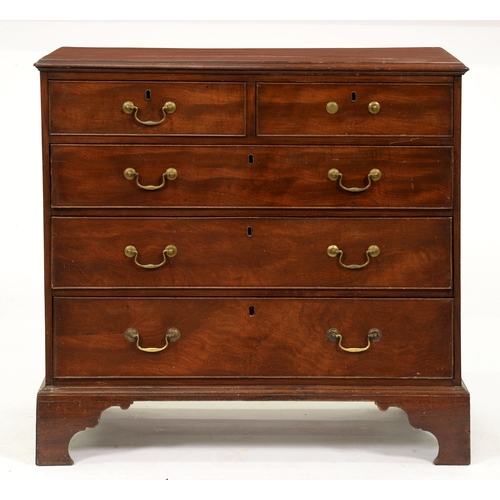 1088 - A Victorian mahogany chest of drawers,  on bracket feet, 106cm h; 110 x 55cm