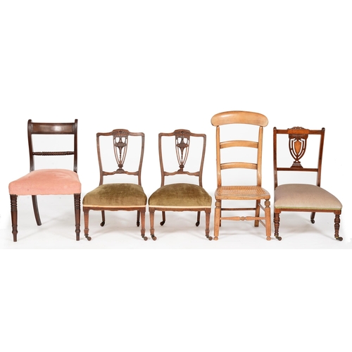 1089 - A pair of Victorian carved walnut salon chairs, on square tapering legs and pottery castors, similar... 