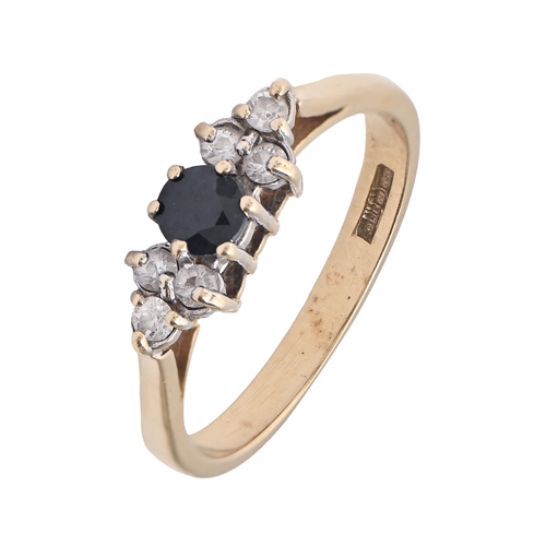 109 - A sapphire and diamond ring, in 18ct gold, 2.4g, size N