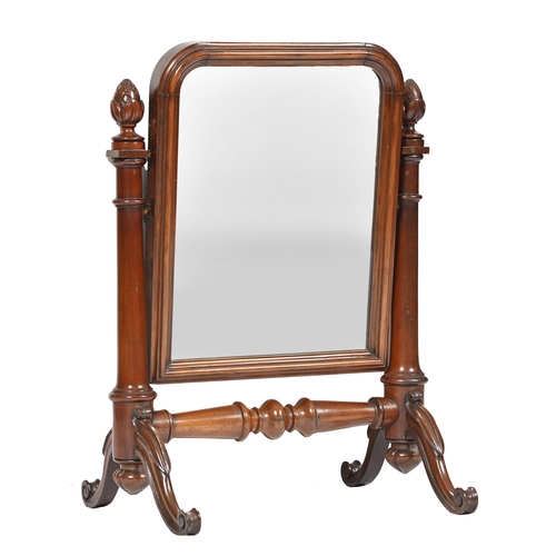 1144 - A Victorian carved and turned mahogany dressing mirror,  73cm h, 55cm w