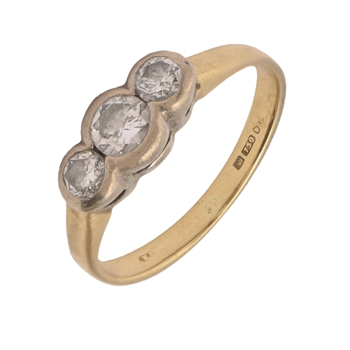 115 - A diamond ring, with round brilliant cut diamonds in 18ct gold,  2.2g, size E