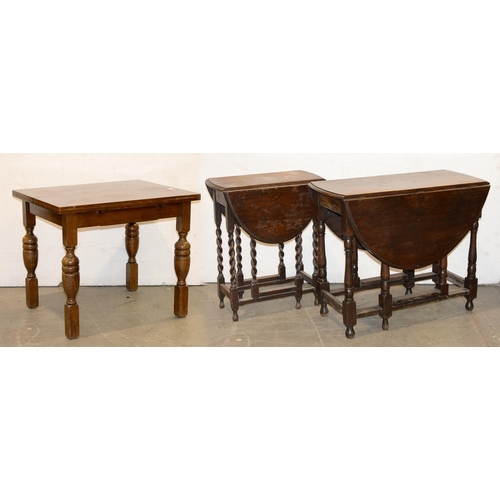 1199 - Two oak gateleg tables and an oak drawleaf dining table