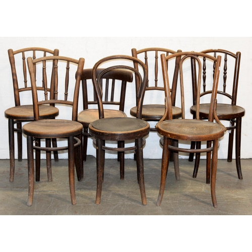 1204 - Seven bentwood chairs, early 20th c, one with printed trade label of J & J Kohn Ltd... 