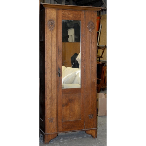 1207 - An Edwardian Art Nouveau oak wardrobe