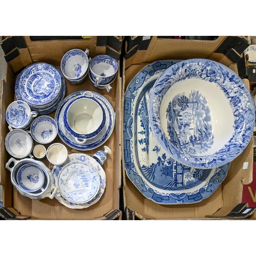 1241 - Miscellaneous English blue printed earthenware and pearlware, early 19th c and later... 