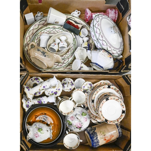 1242 - Miscellaneous pottery and porcelain, to include a Continental dressing table set decorated with viol... 