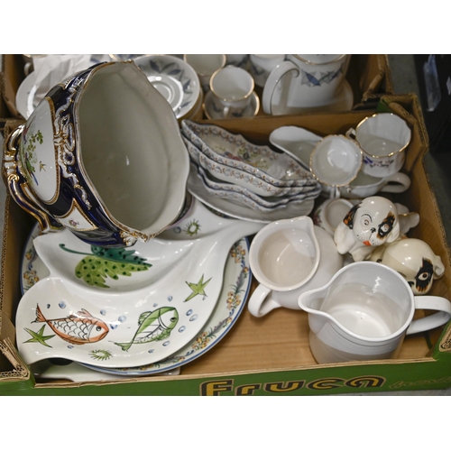 1260 - A Royal Standard bone china Trend pattern tea service, 1960s, a George Jones earthenware cobalt grou... 