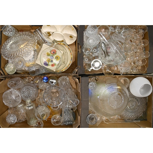 1294 - A quantity of cut, moulded and other glassware, including decanters, punch bowl, candlesticks and dr... 