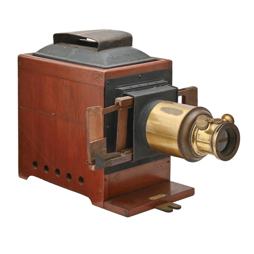 1319 - A mahogany, brass and tinplate magic lantern, c1900