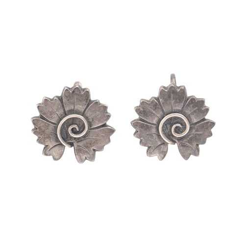 161 - Georg Jensen. A pair of Danish silver earrings, No 102, designed by Arno Malinowski, 1930s, screw fi... 